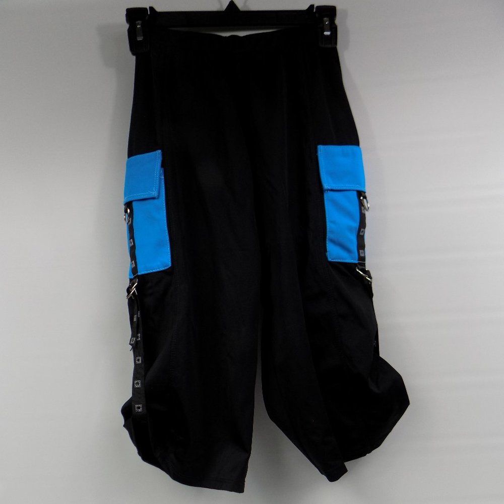 Unbranded Punk Black Cargo Pocketed Shorts With Side Straps Size Large Childrens